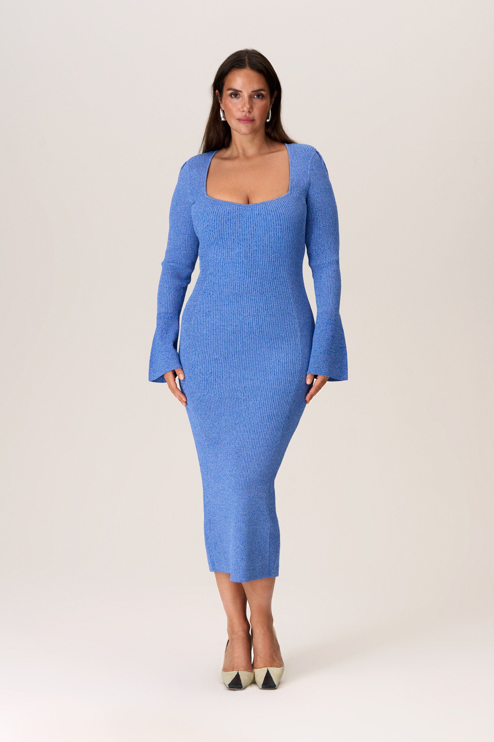 Ribbed midi dress in blue – Shop midi dress