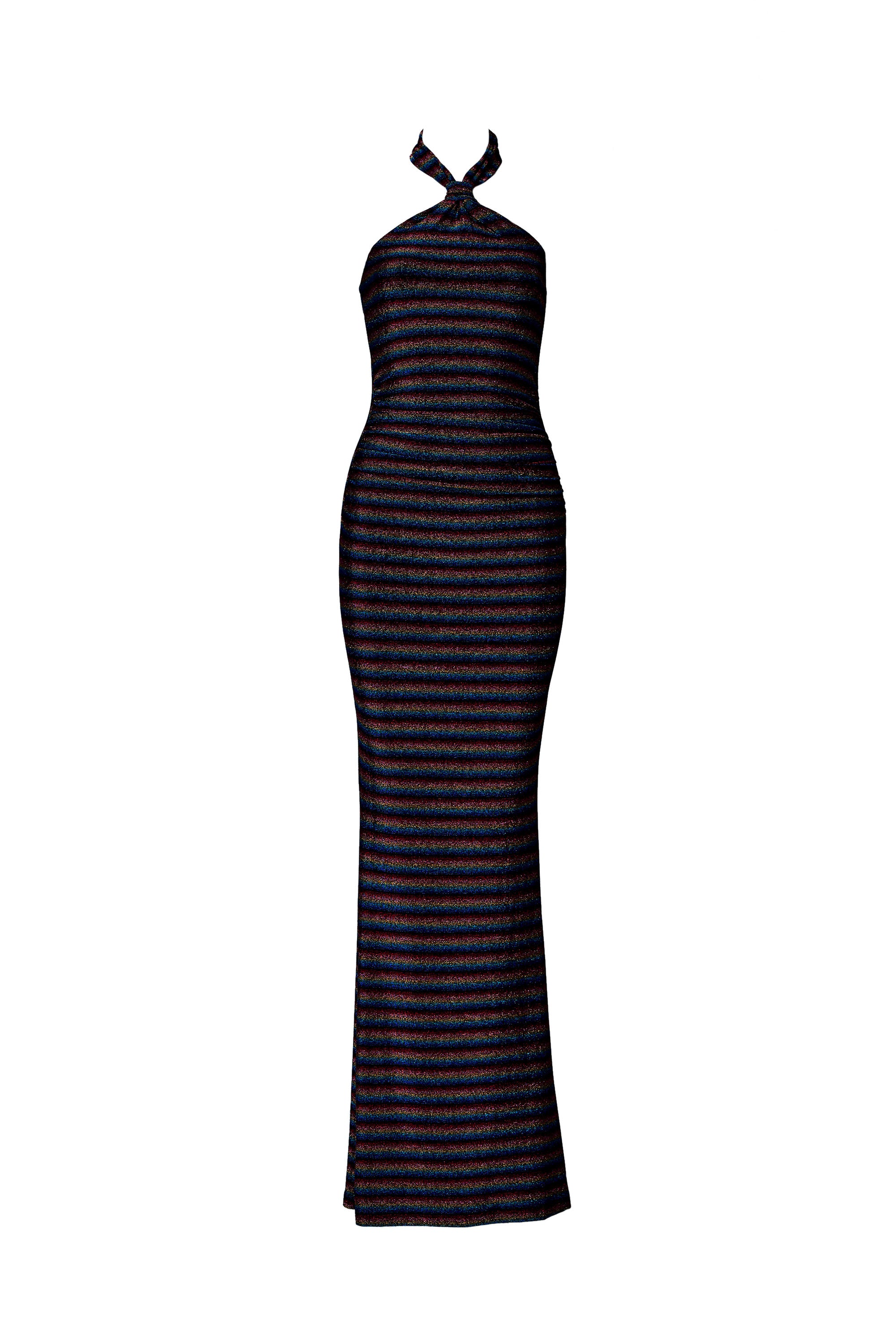 Halterneck dress with stripes Shop maxi dress adoore.se